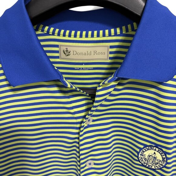 Donold Ross Golf Polo Shirt Mens Large Striped Olympia Fields Logo - Picture 3 of 6